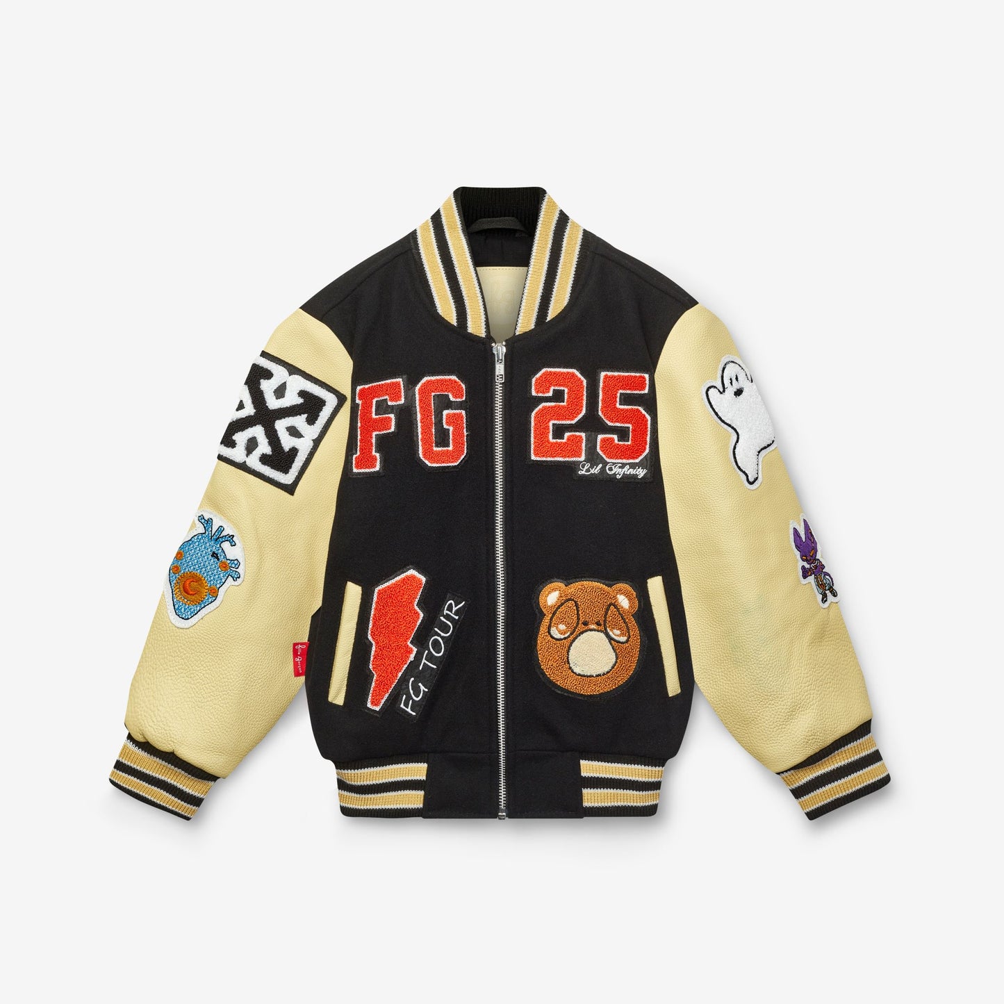 Awesome Letterman Jacket Zip Front Black