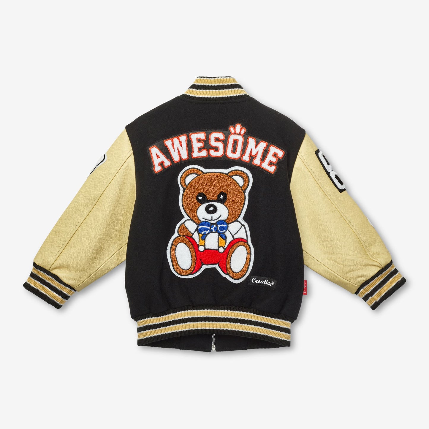 Awesome Letterman Jacket Zip Front Black