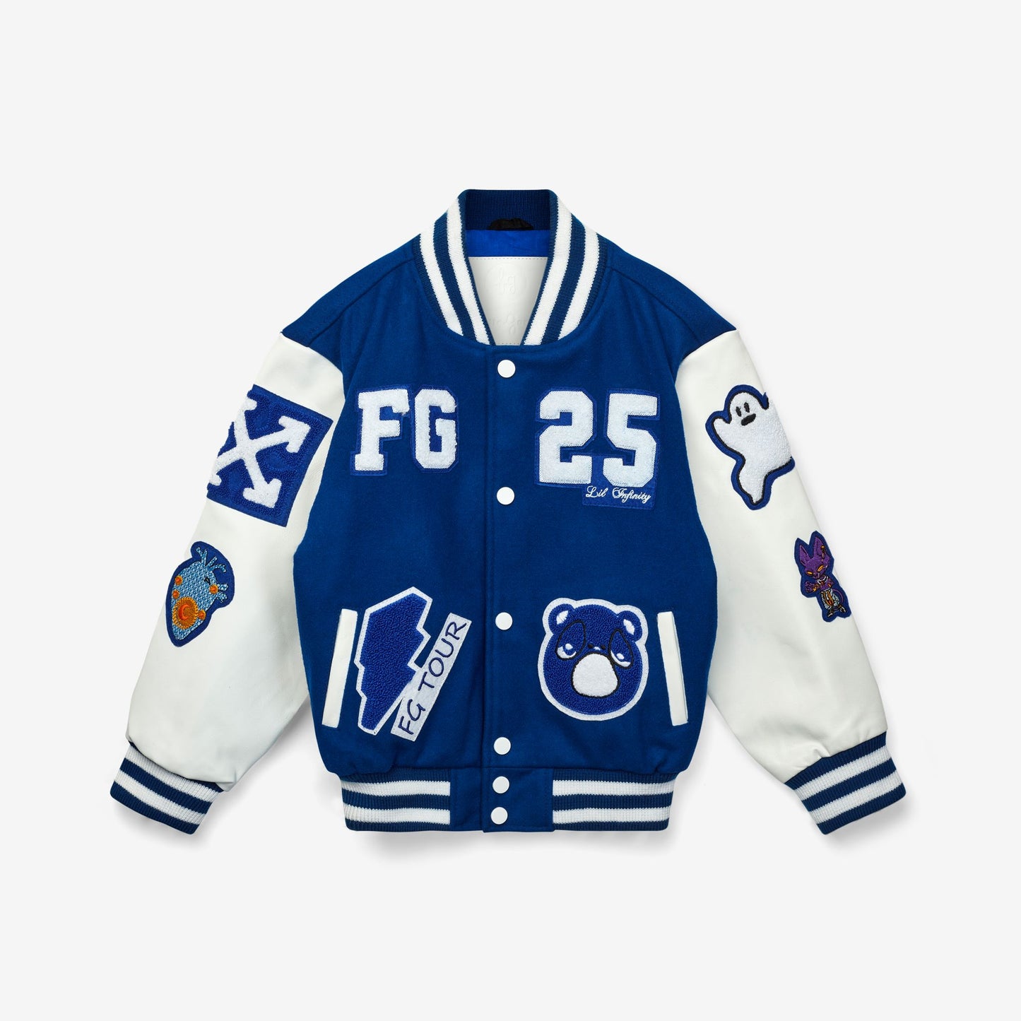 Awesome Letterman Jacket Snap Front Blue