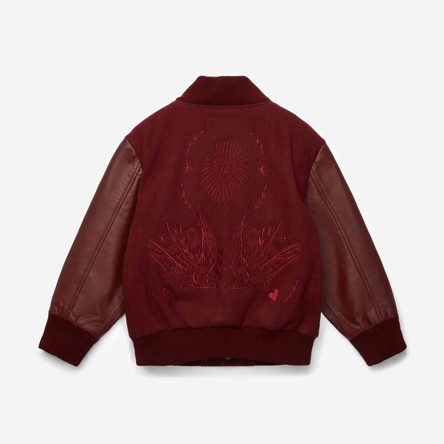 Wild and Free Letterman Maroon Wool and Leather
