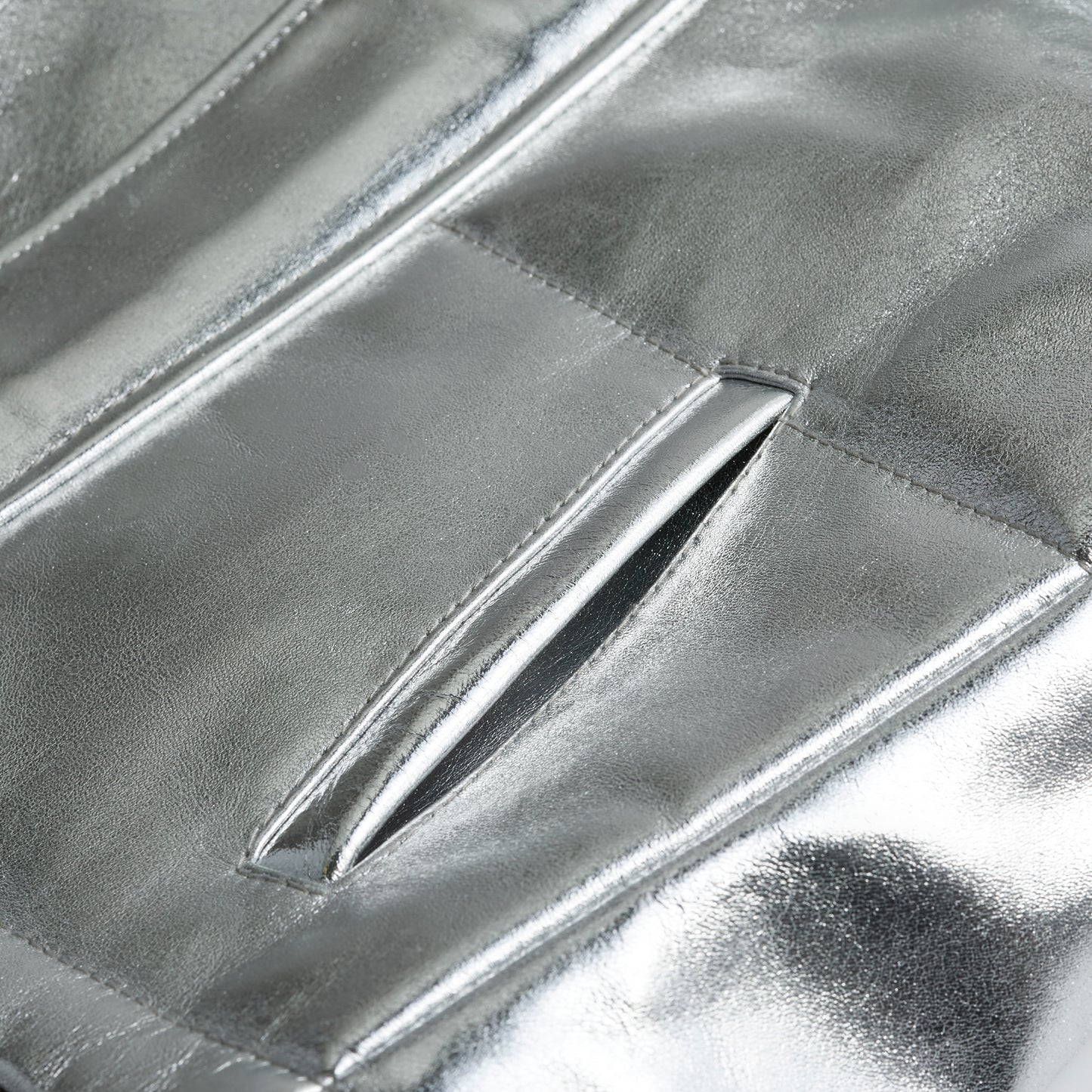 Moonlight Silver Leather Padded Zip Front Gilet