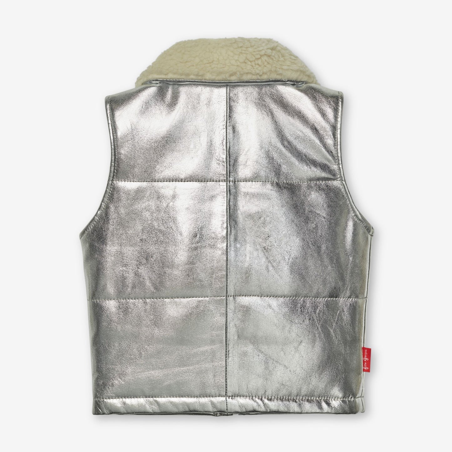 Moonlight Silver Leather Padded Zip Front Gilet