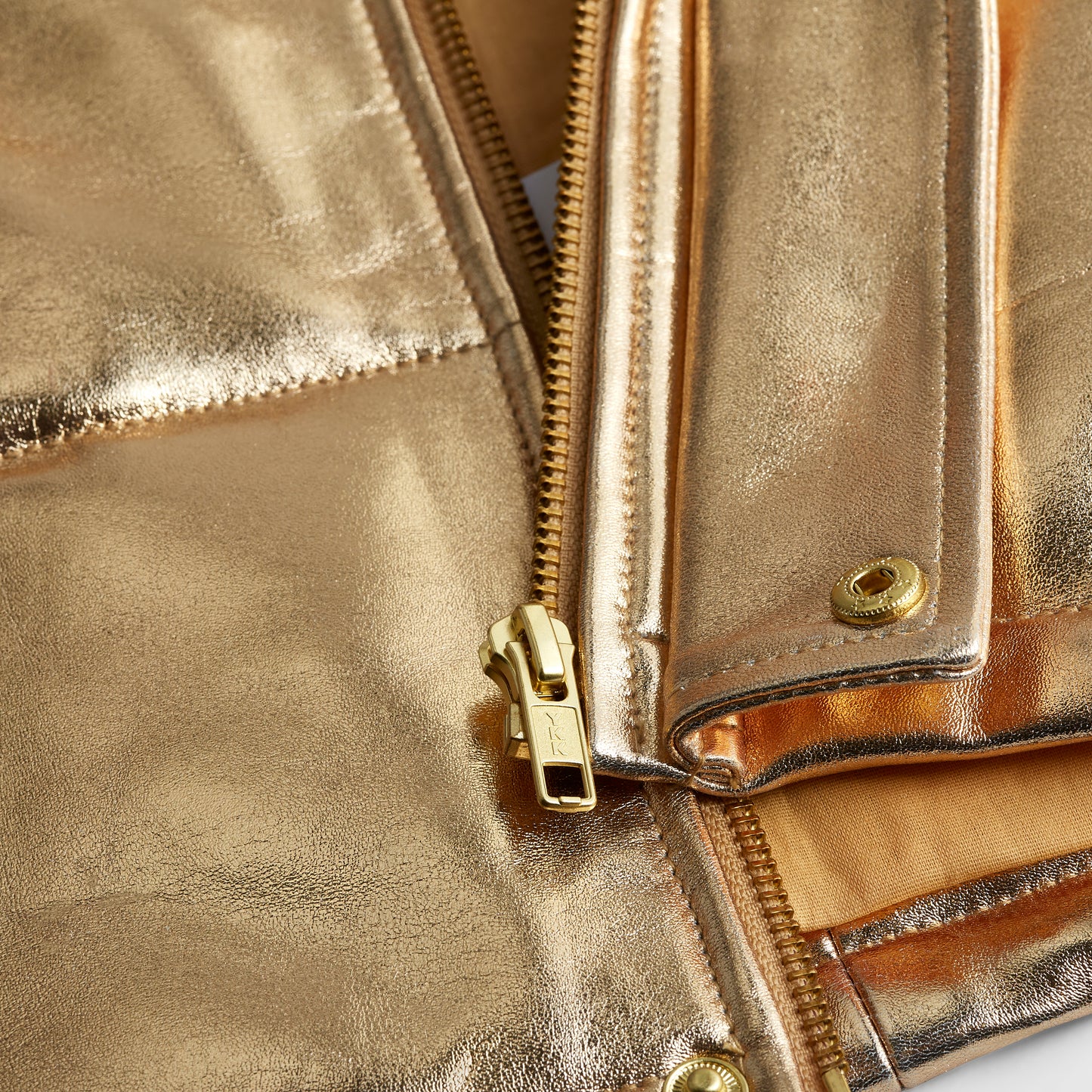 Starlight Gold Leather Padded Zip Front Gilet