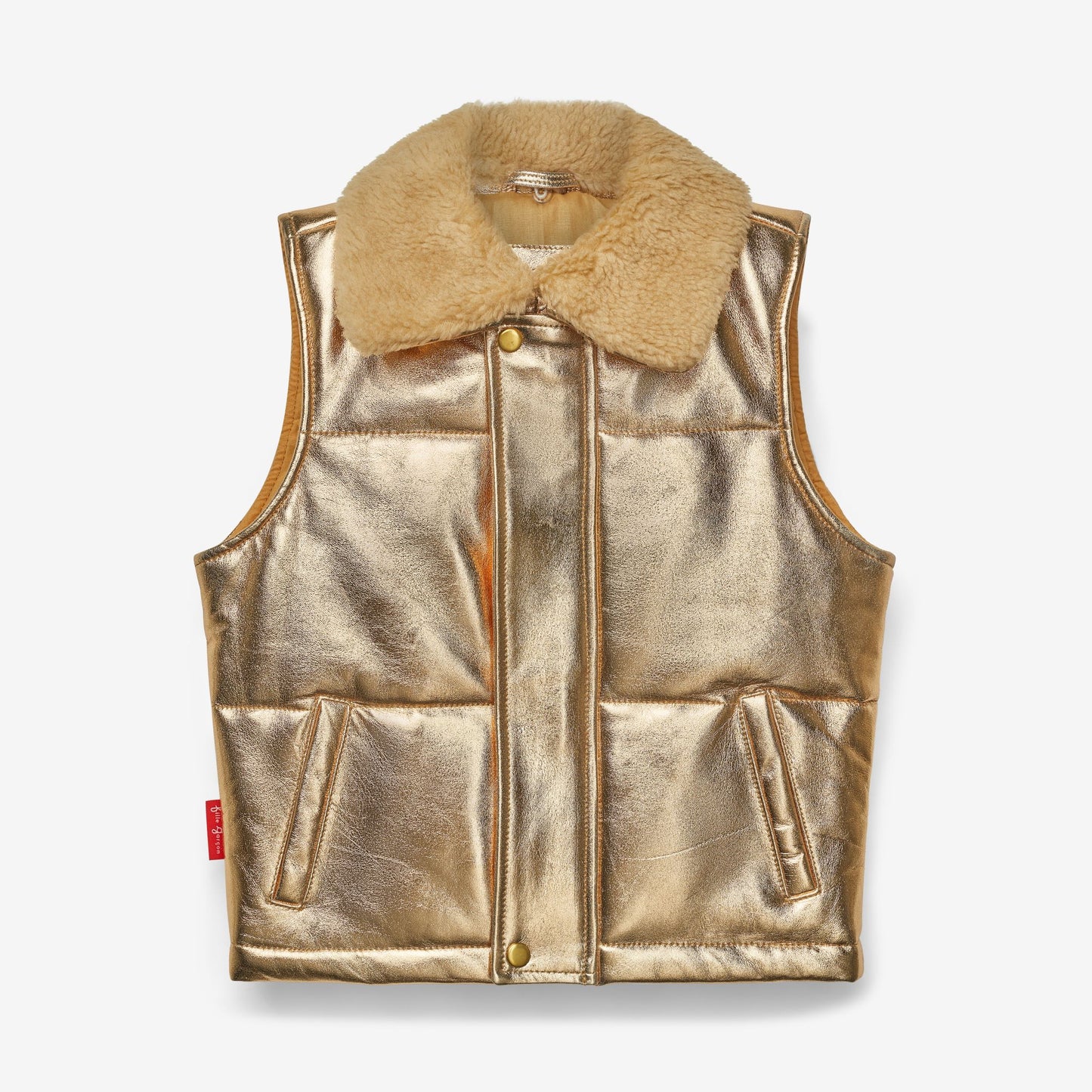 Starlight Gold Leather Padded Zip Front Gilet