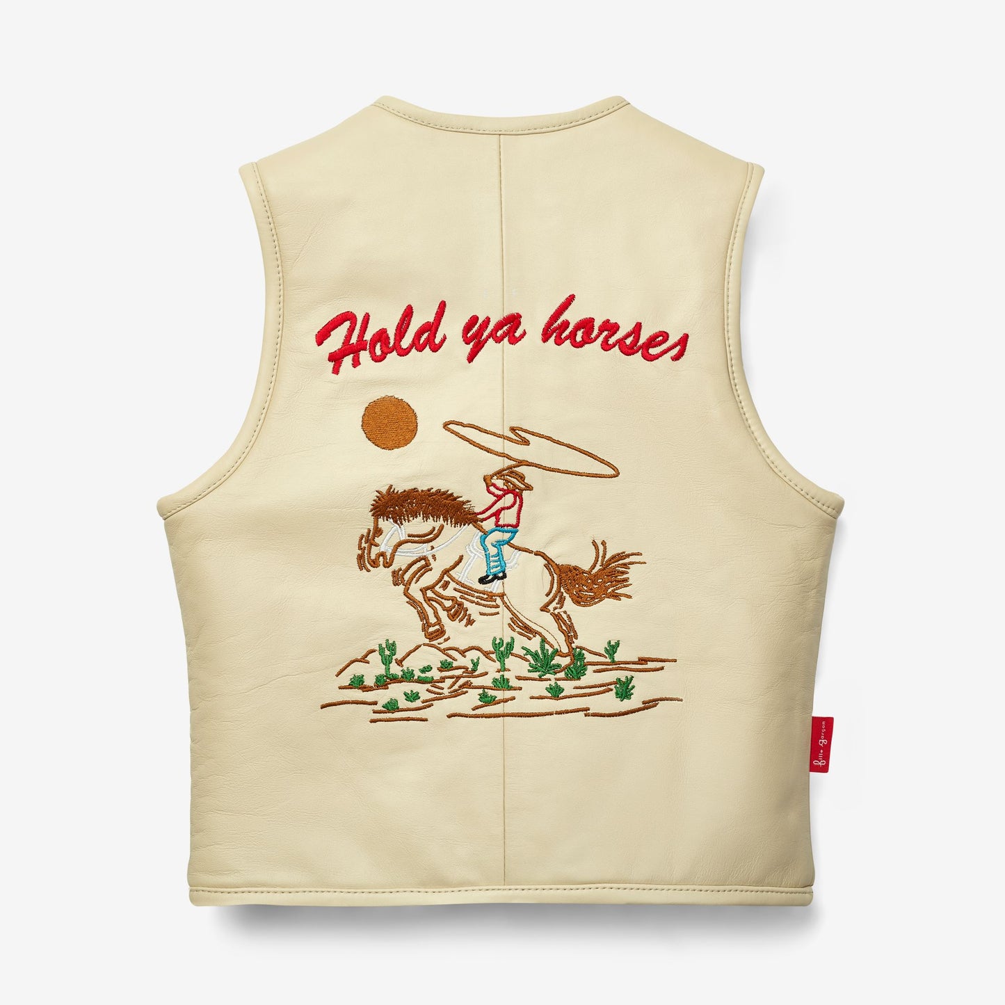 Hold Ya Horses Cream Leather Vest