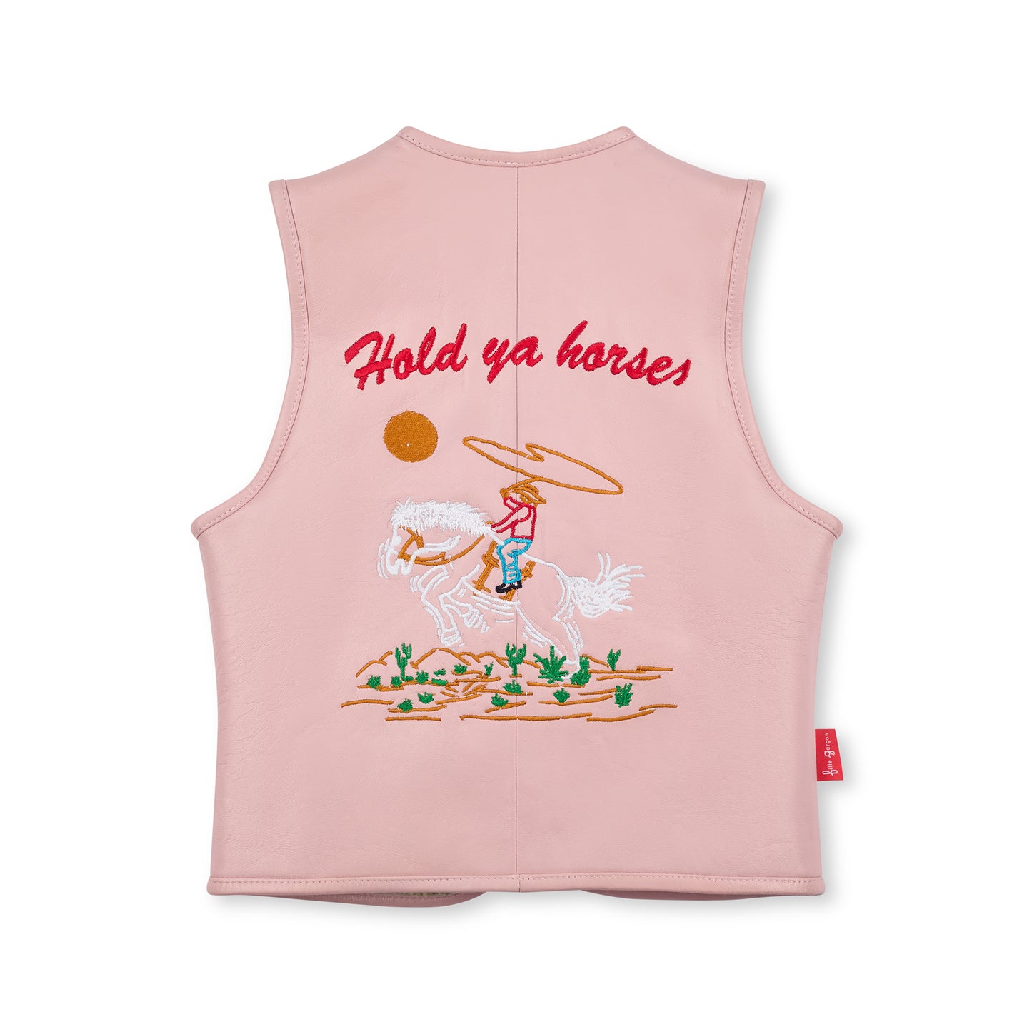 Hold Ya Horses Leather Vest Soft Pink