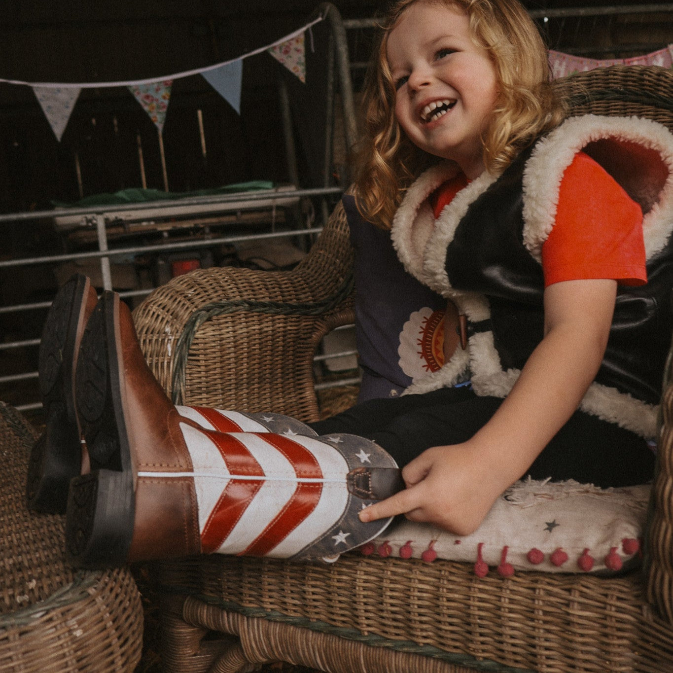 The Freedom Boot – Genuine Leather Broad Toe with American Flag Accents
