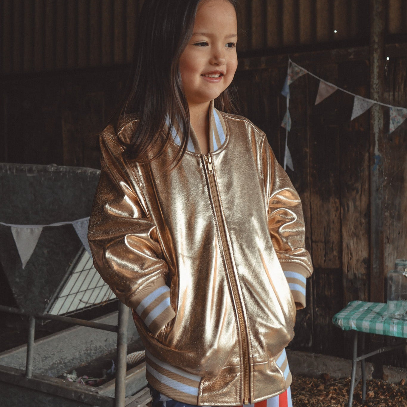 The Stardust Gold Nappa Leather Bomber Jacket