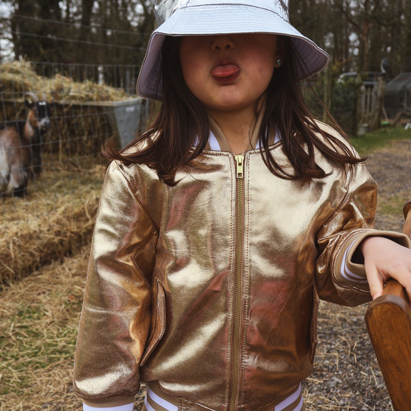 The Stardust Gold Nappa Leather Bomber Jacket