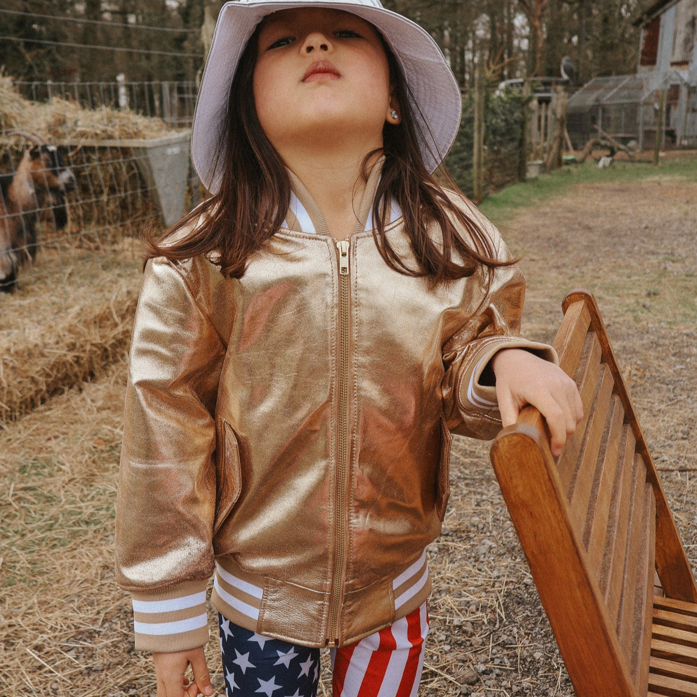 The Stardust Gold Nappa Leather Bomber Jacket