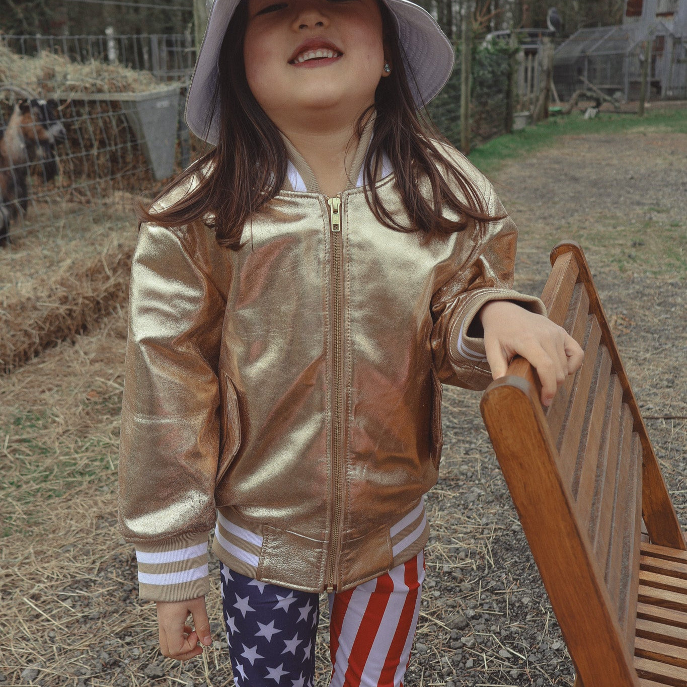 The Stardust Gold Nappa Leather Bomber Jacket