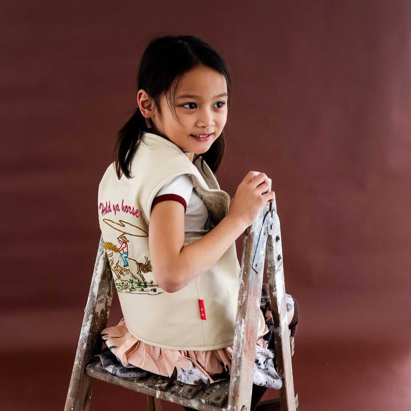 Hold Ya Horses Cream Leather Vest