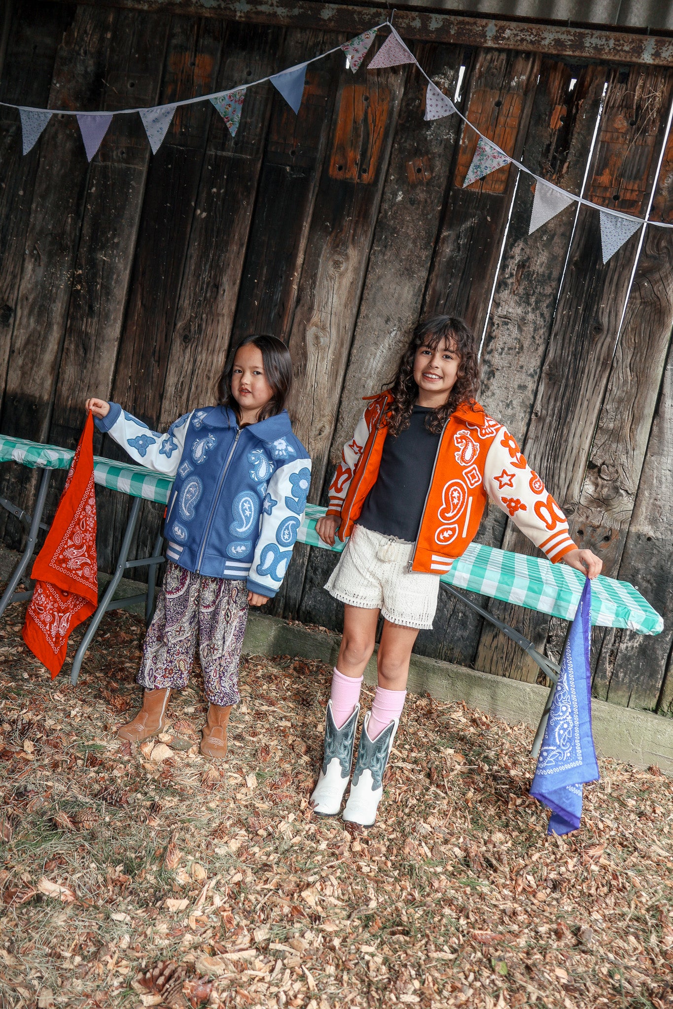 Wool and Leather Orange Boho Zip Front Jacket (Pre Order)