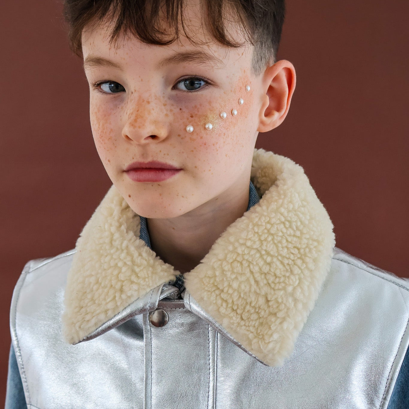Moonlight Silver Leather Padded Zip Front Gilet