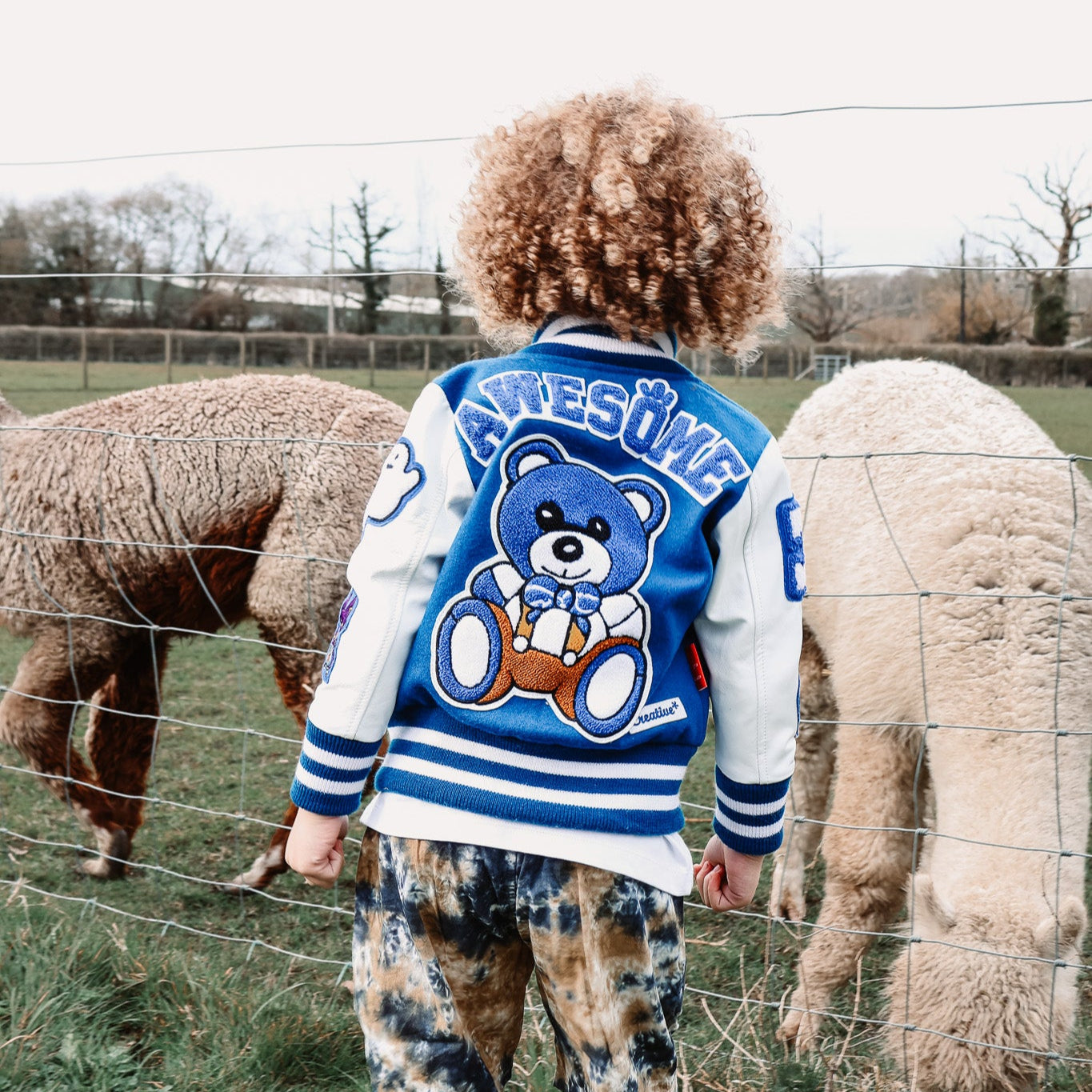 Awesome Letterman Jacket Snap Front Blue