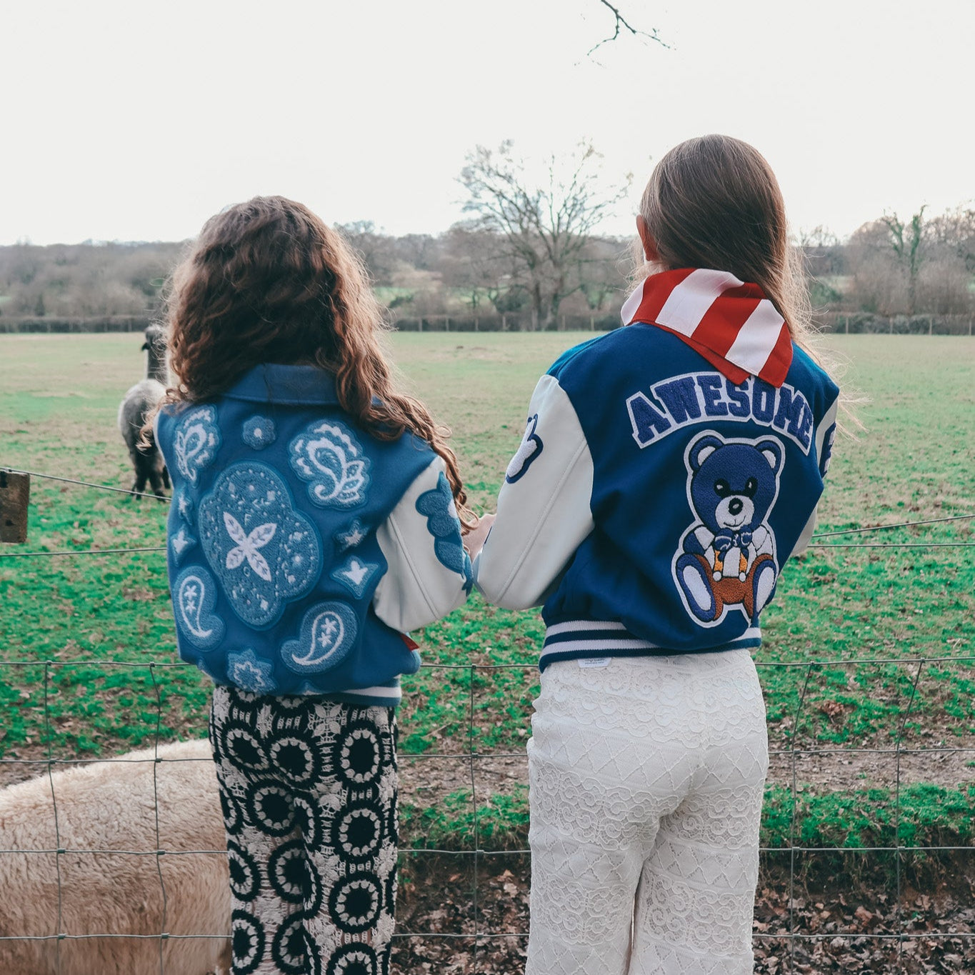 Awesome Letterman Jacket Snap Front Blue