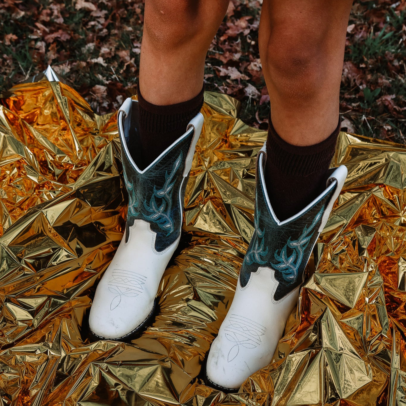 The Dakota Boot – Black & White with Embroidered Accents