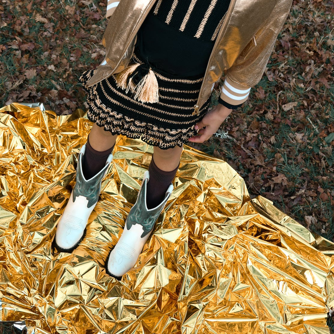 The Dakota Boot – Black & White with Embroidered Accents