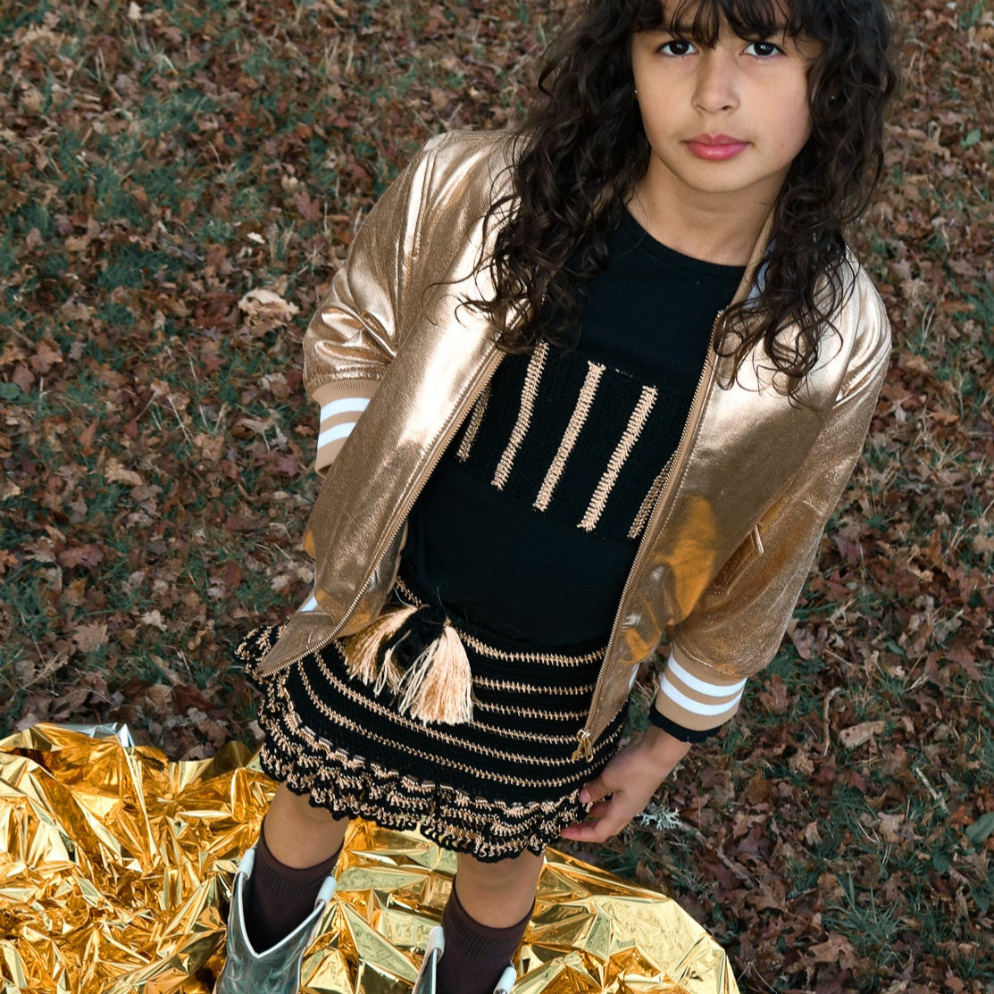 The Stardust Gold Nappa Leather Bomber Jacket