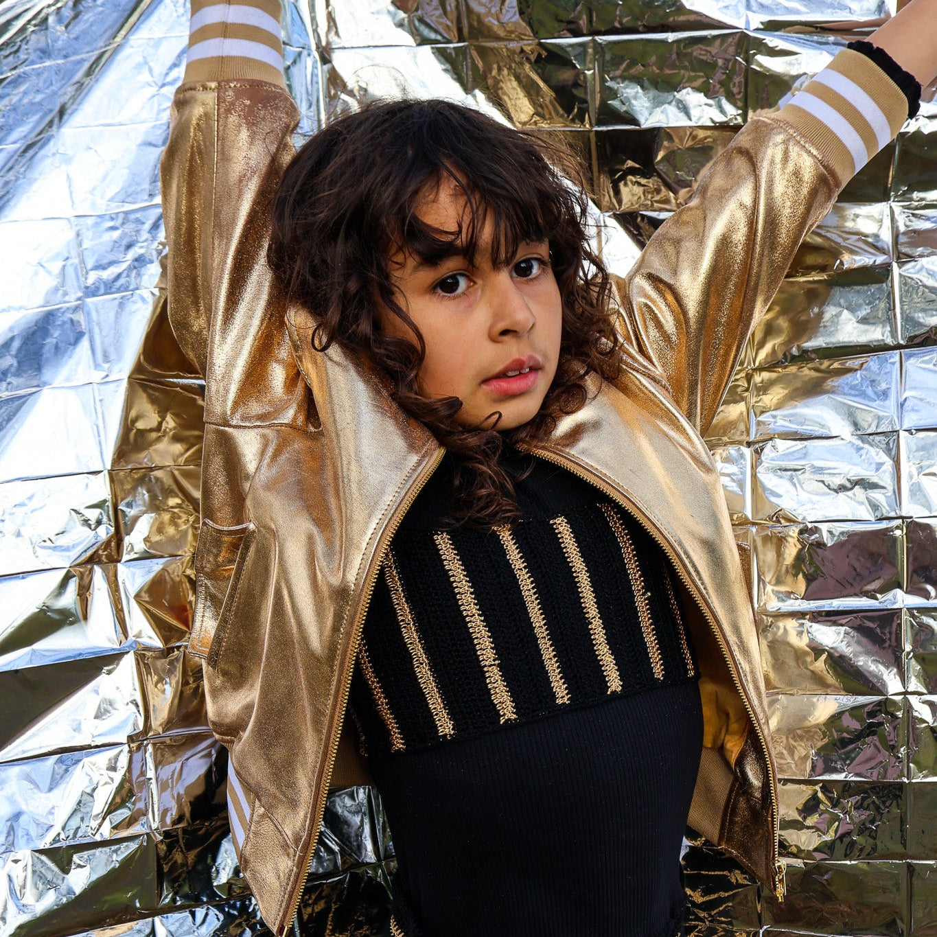 The Stardust Gold Nappa Leather Bomber Jacket