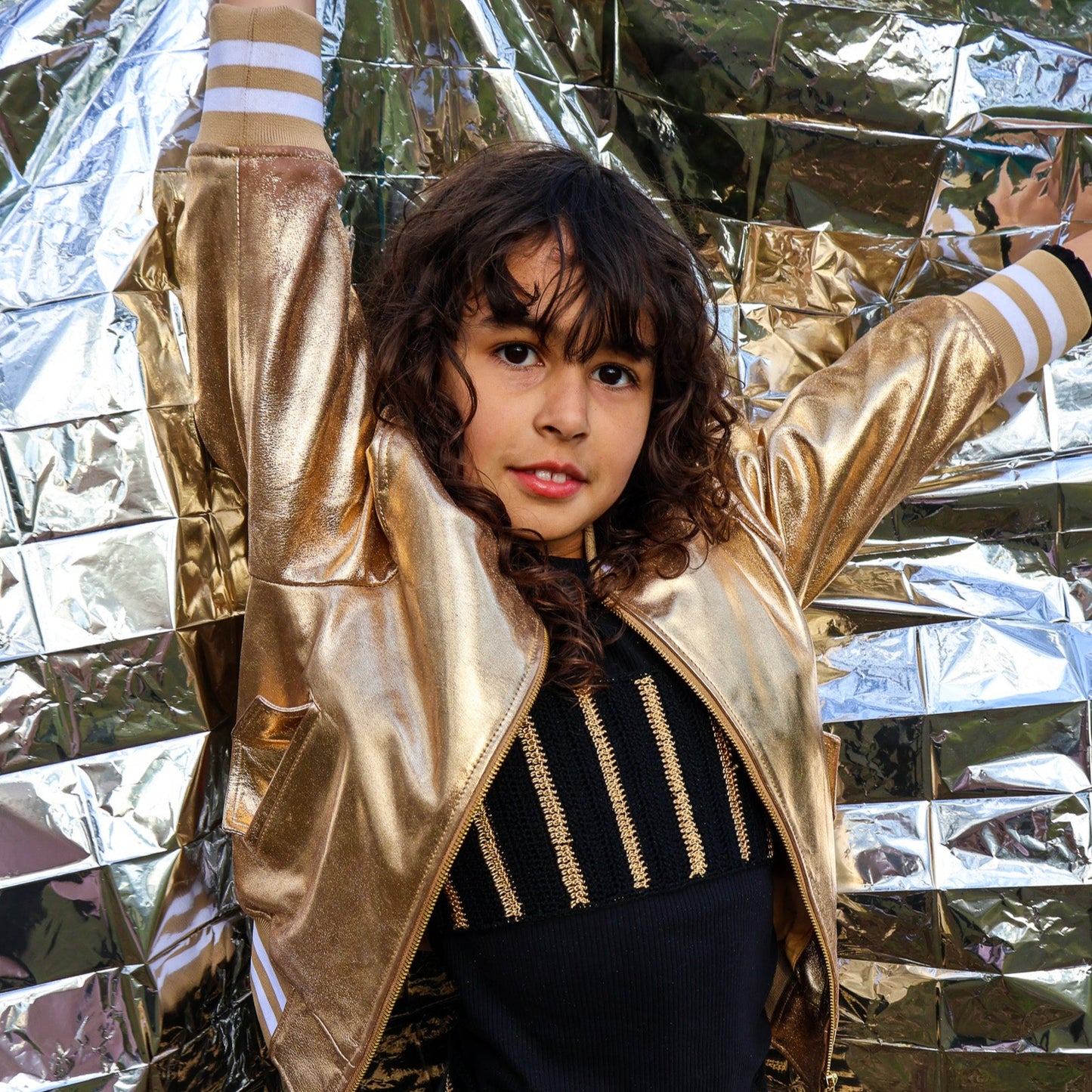 The Stardust Gold Nappa Leather Bomber Jacket
