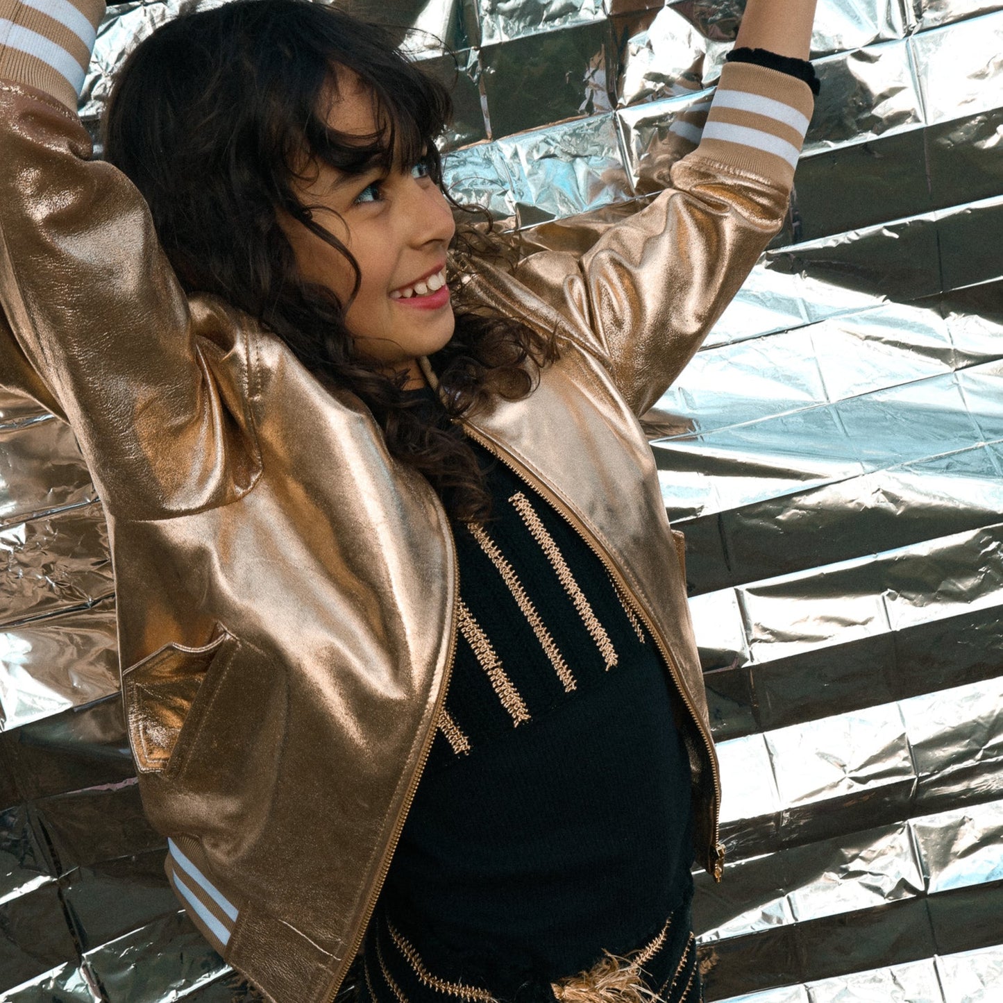 The Stardust Gold Nappa Leather Bomber Jacket