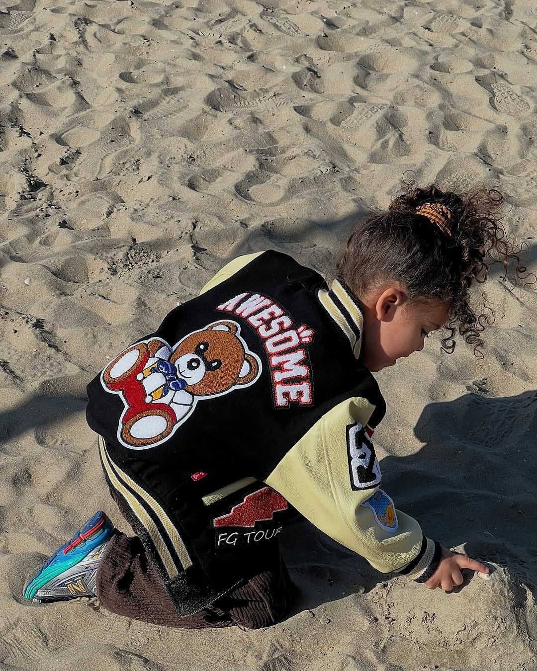 Awesome Letterman Jacket Zip Front Black