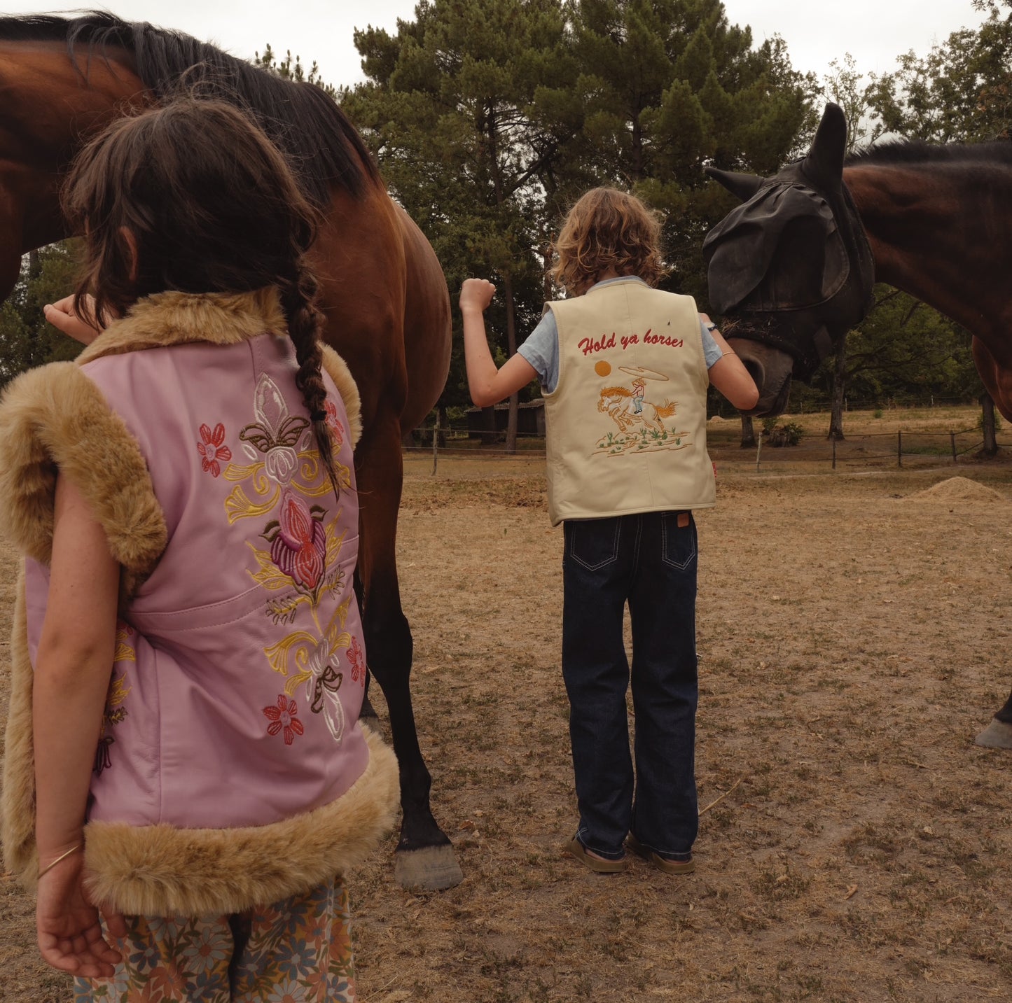 Boho Fur Nappa Leather Vest Sage