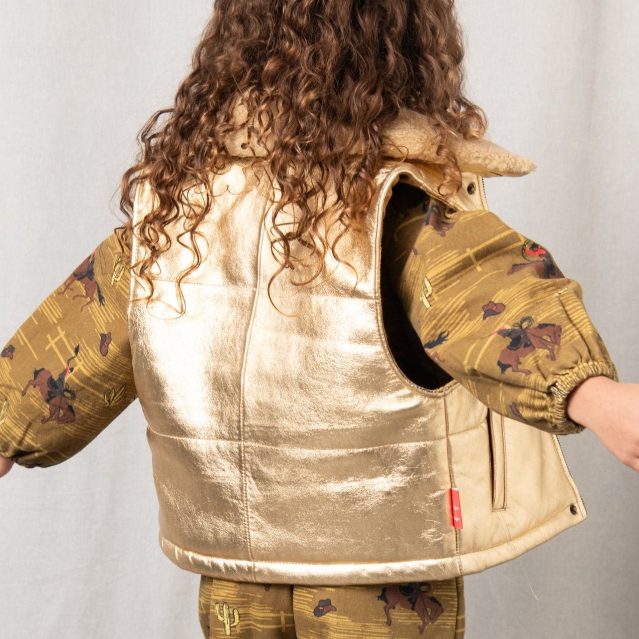 Starlight Gold Leather Padded Zip Front Gilet