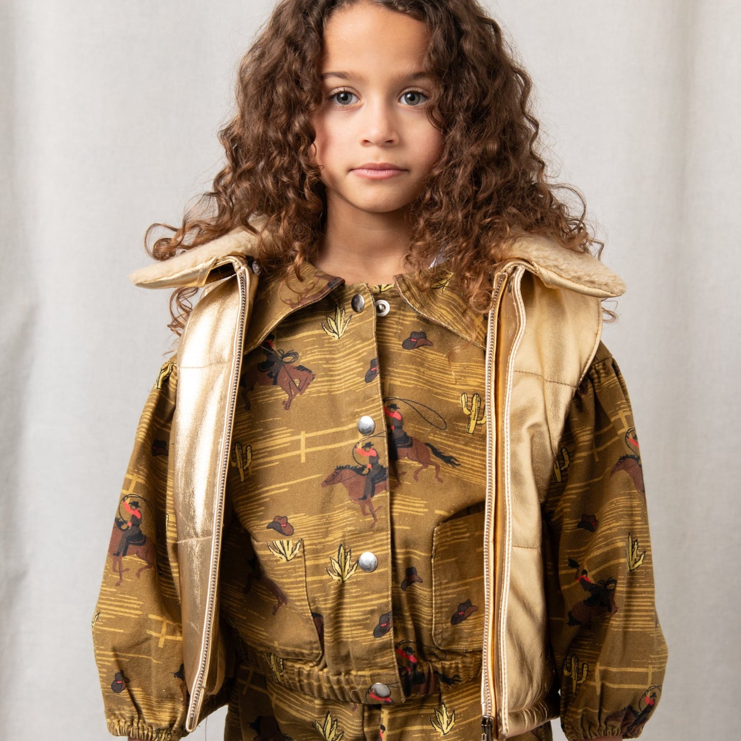 Starlight Gold Leather Padded Zip Front Gilet