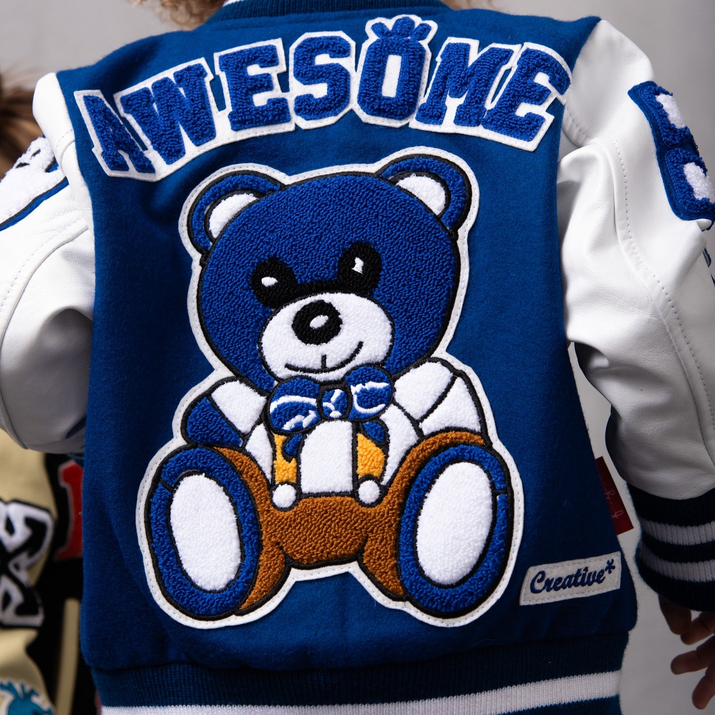 Awesome Letterman Jacket Snap Front Blue