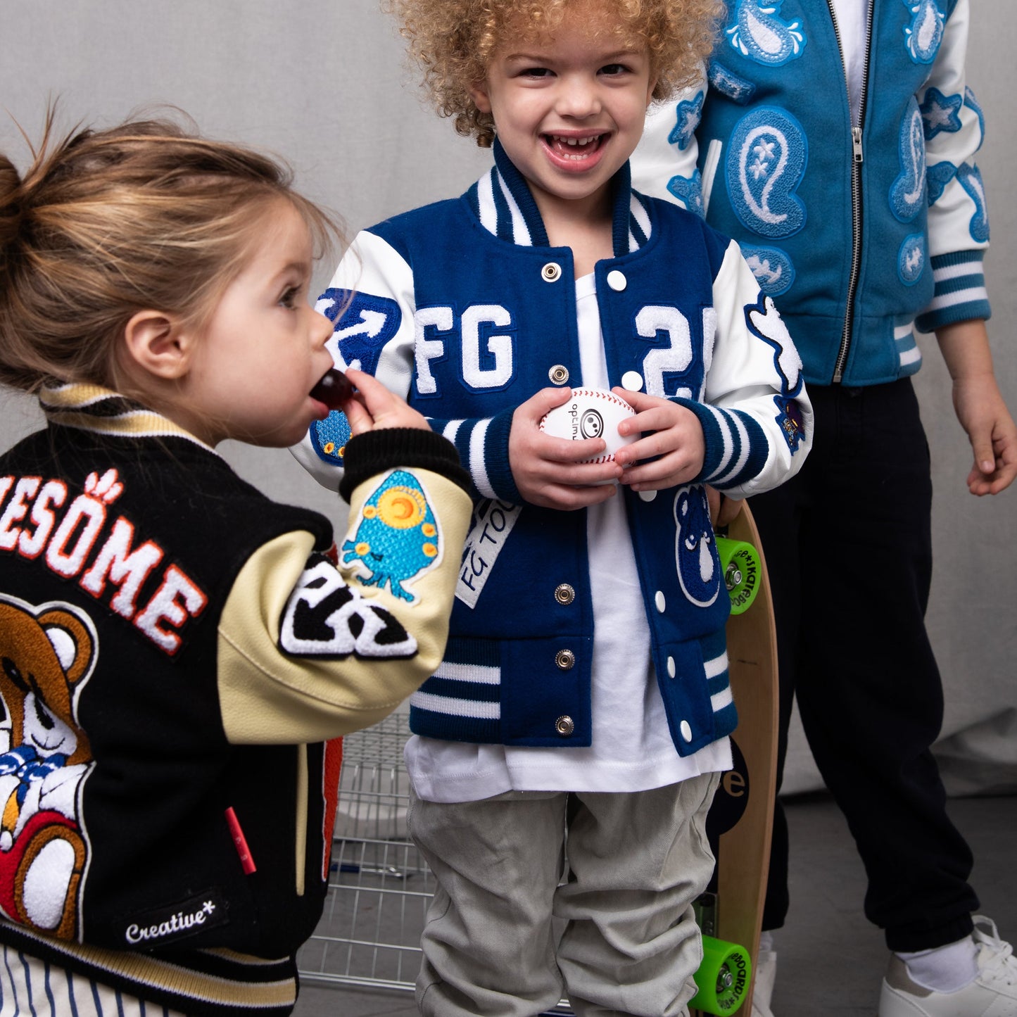 Awesome Letterman Jacket Zip Front Black