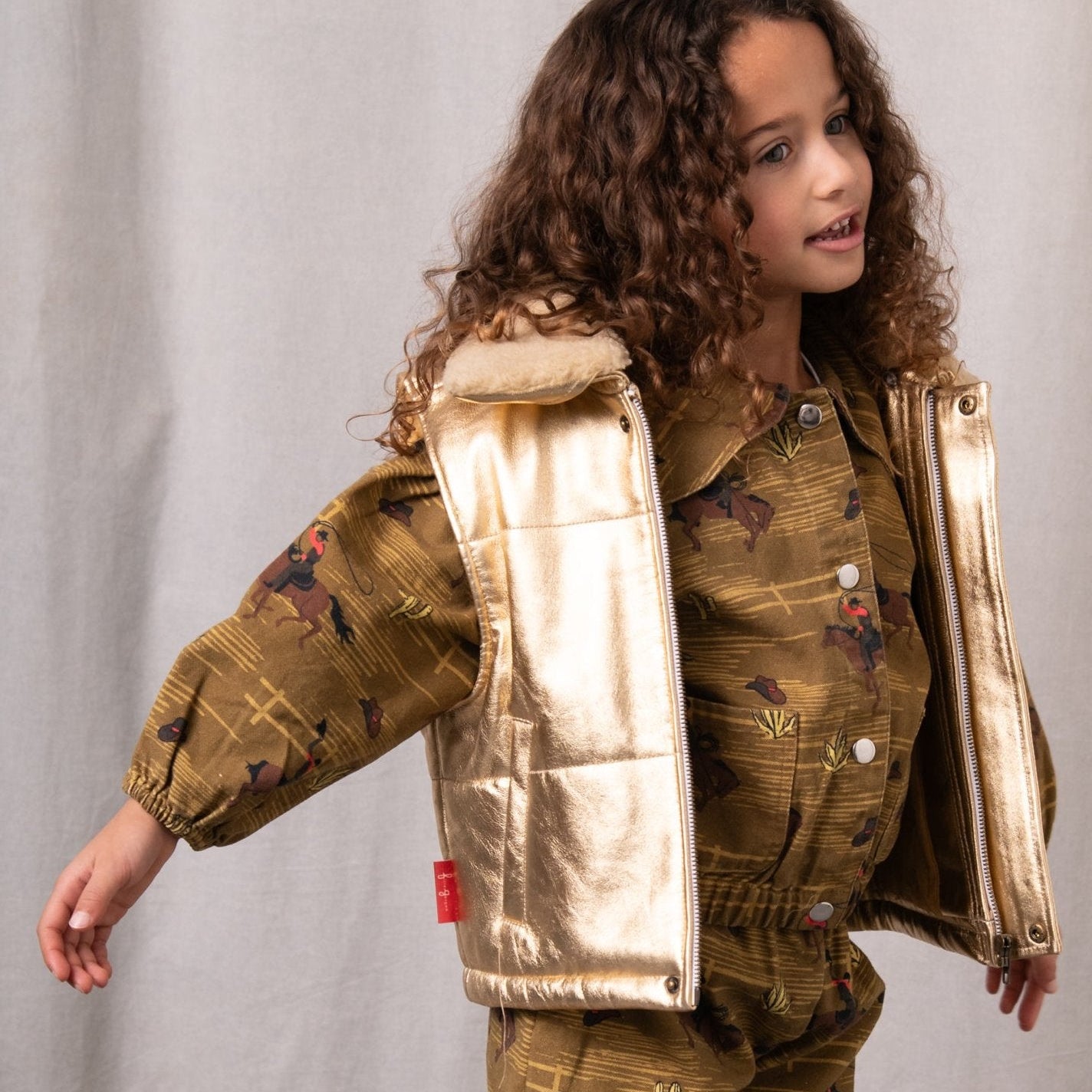 Starlight Gold Leather Padded Zip Front Gilet
