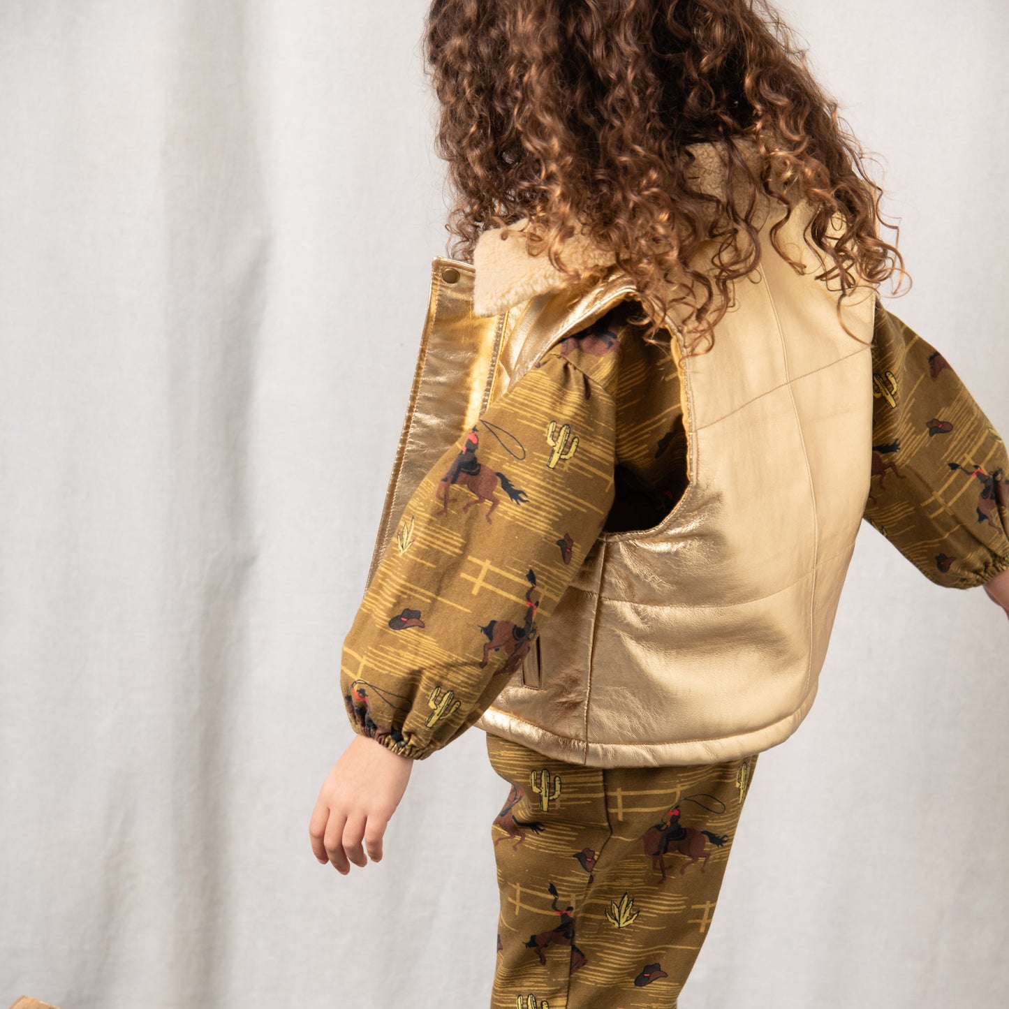 Starlight Gold Leather Padded Zip Front Gilet