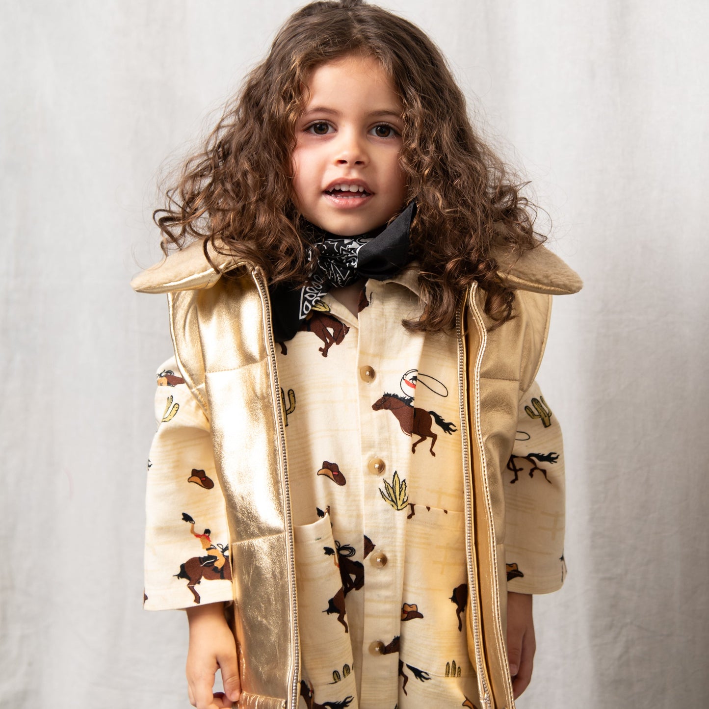 Starlight Gold Leather Padded Zip Front Gilet