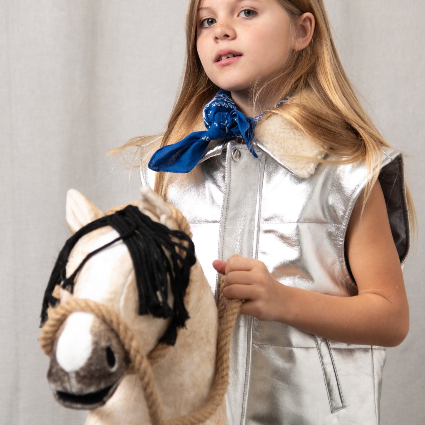 Moonlight Silver Leather Padded Zip Front Gilet