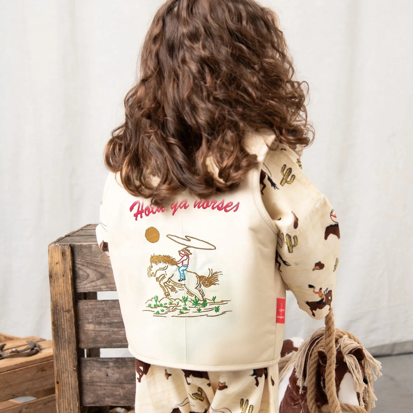 Hold Ya Horses Cream Leather Vest