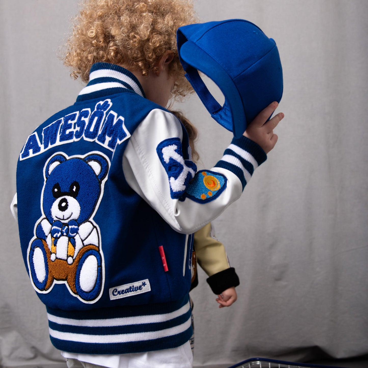 Awesome Letterman Jacket Snap Front Blue