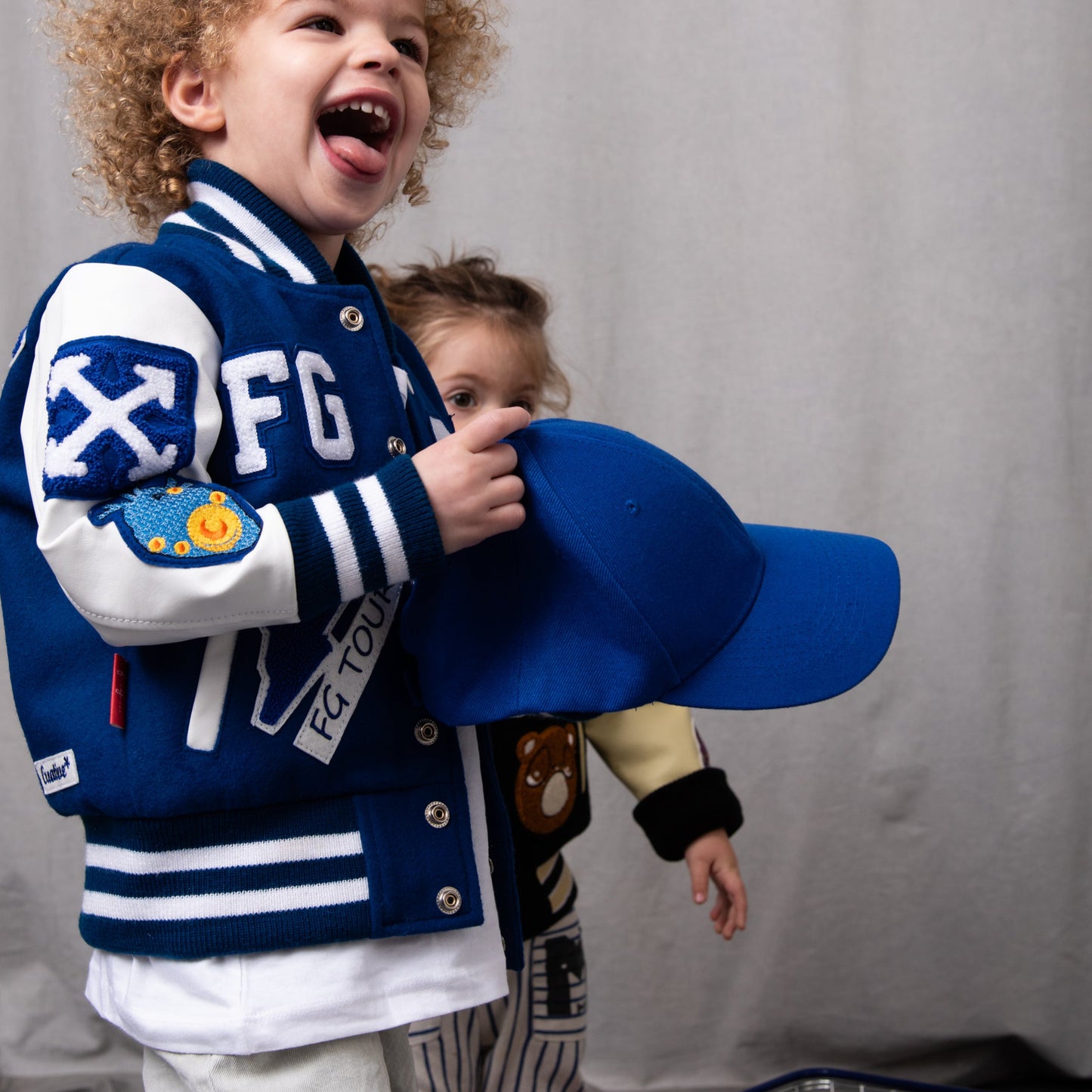 Awesome Letterman Jacket Snap Front Blue