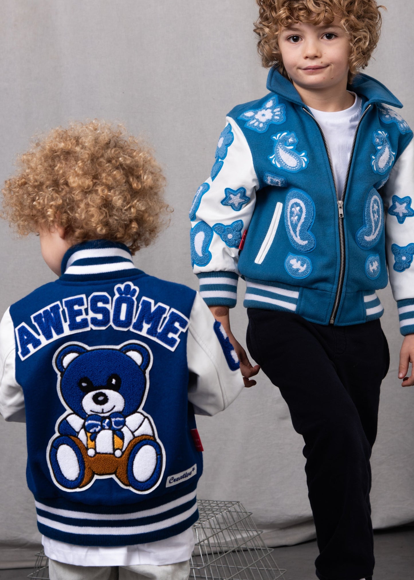 Awesome Letterman Jacket Snap Front Blue