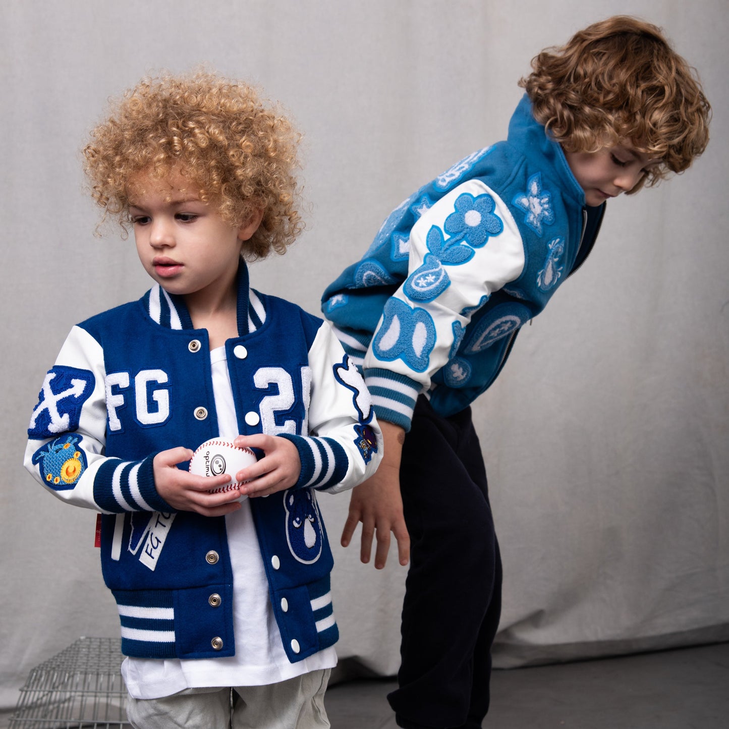 Awesome Letterman Jacket Snap Front Blue