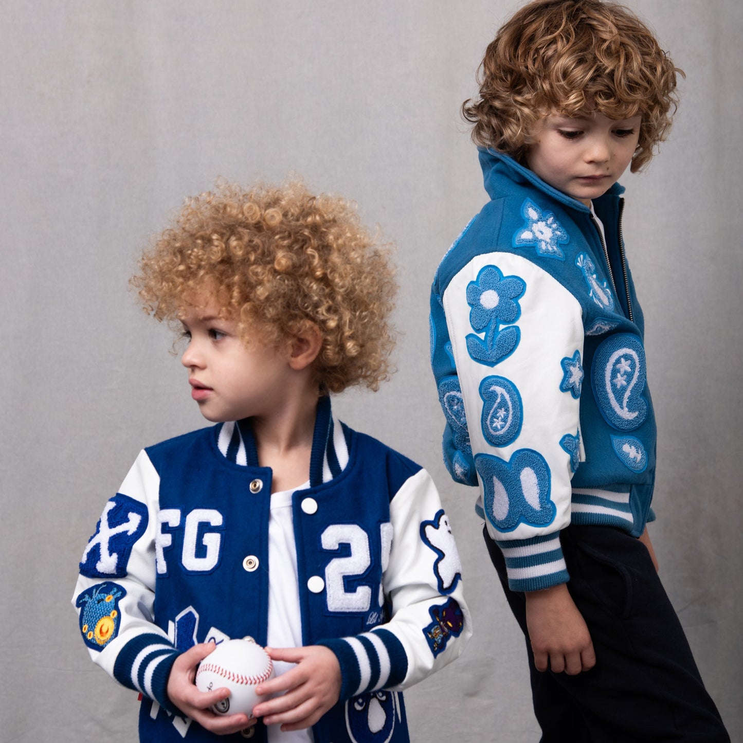 Awesome Letterman Jacket Snap Front Blue