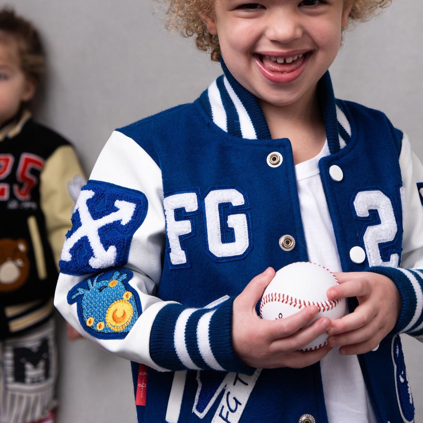 Awesome Letterman Jacket Snap Front Blue
