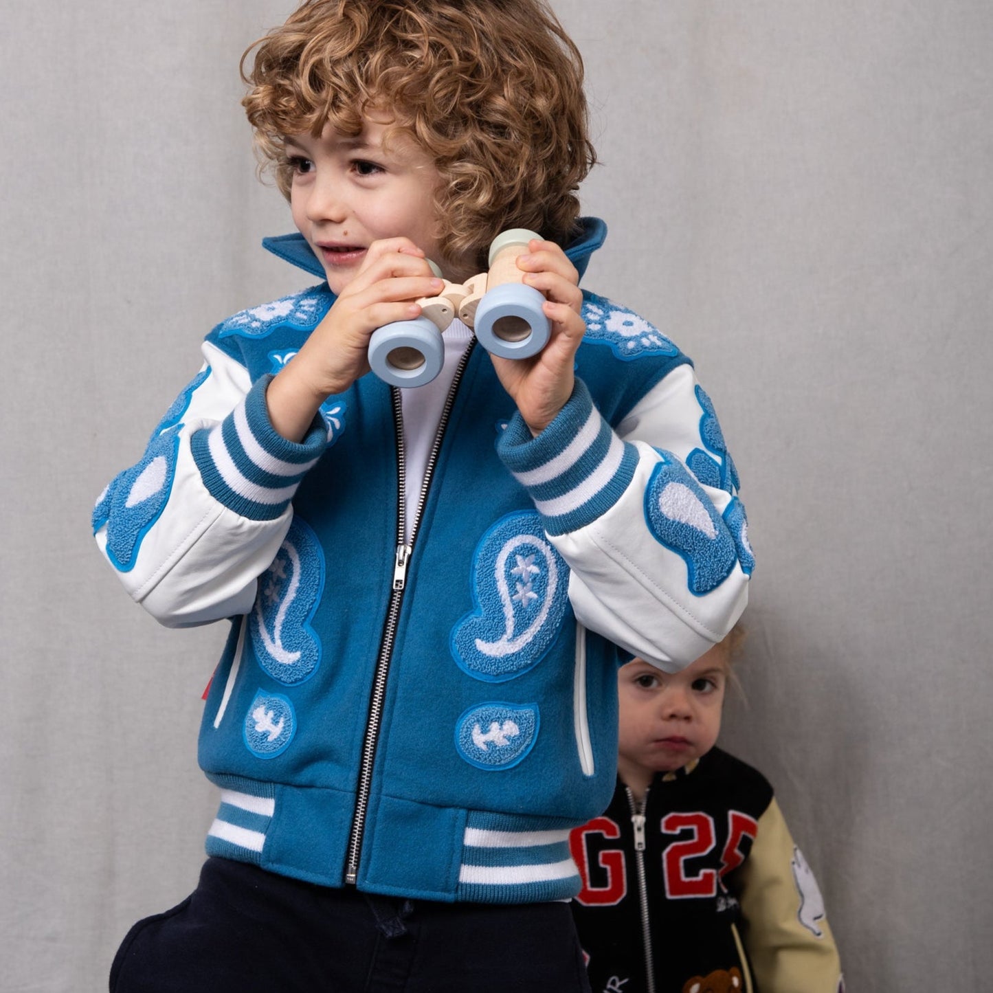 Wool and Leather Newark Blue Boho Zip Front Jacket