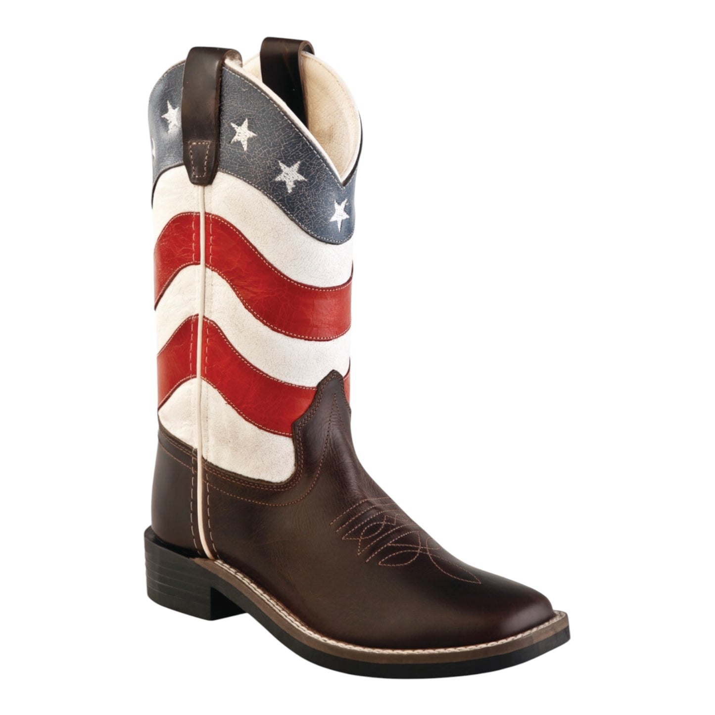 The Freedom Boot – Genuine Leather Broad Toe with American Flag Accents
