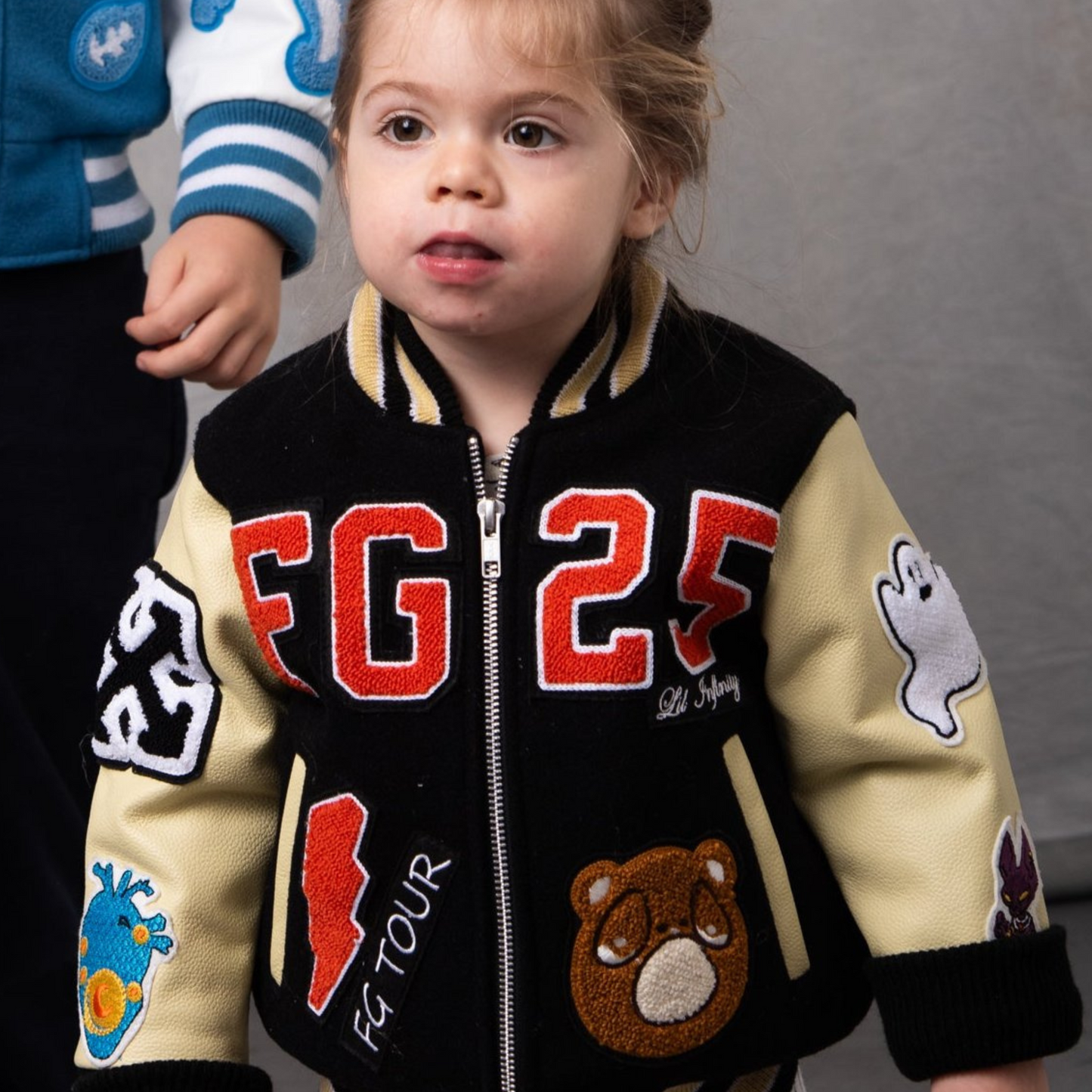 Awesome Letterman Jacket Zip Front Black