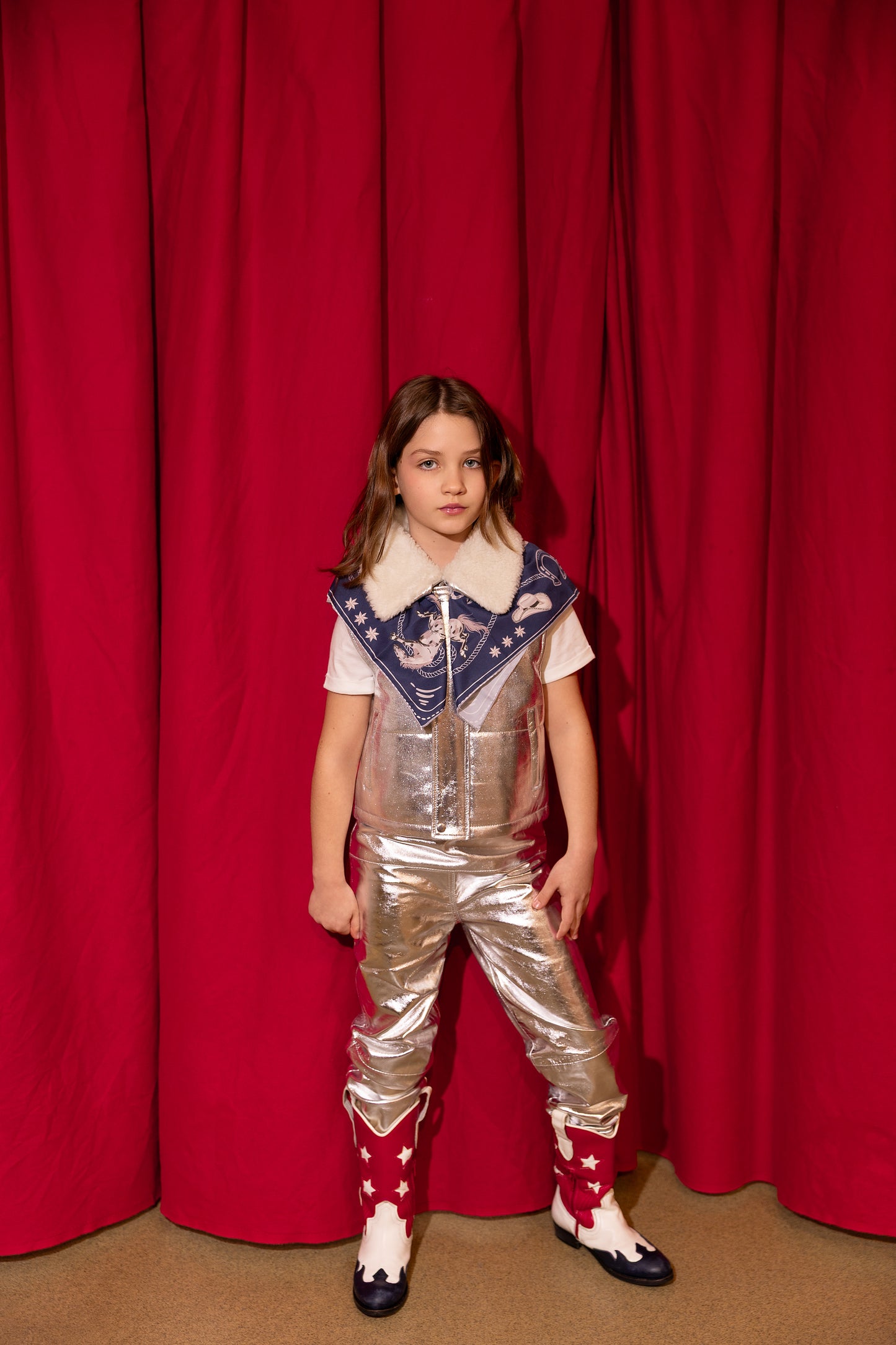 Moonlight Silver Leather Padded Zip Front Gilet