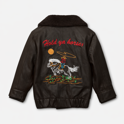 Hold Ya Horses Brown Leather Jacket Brown Shearling