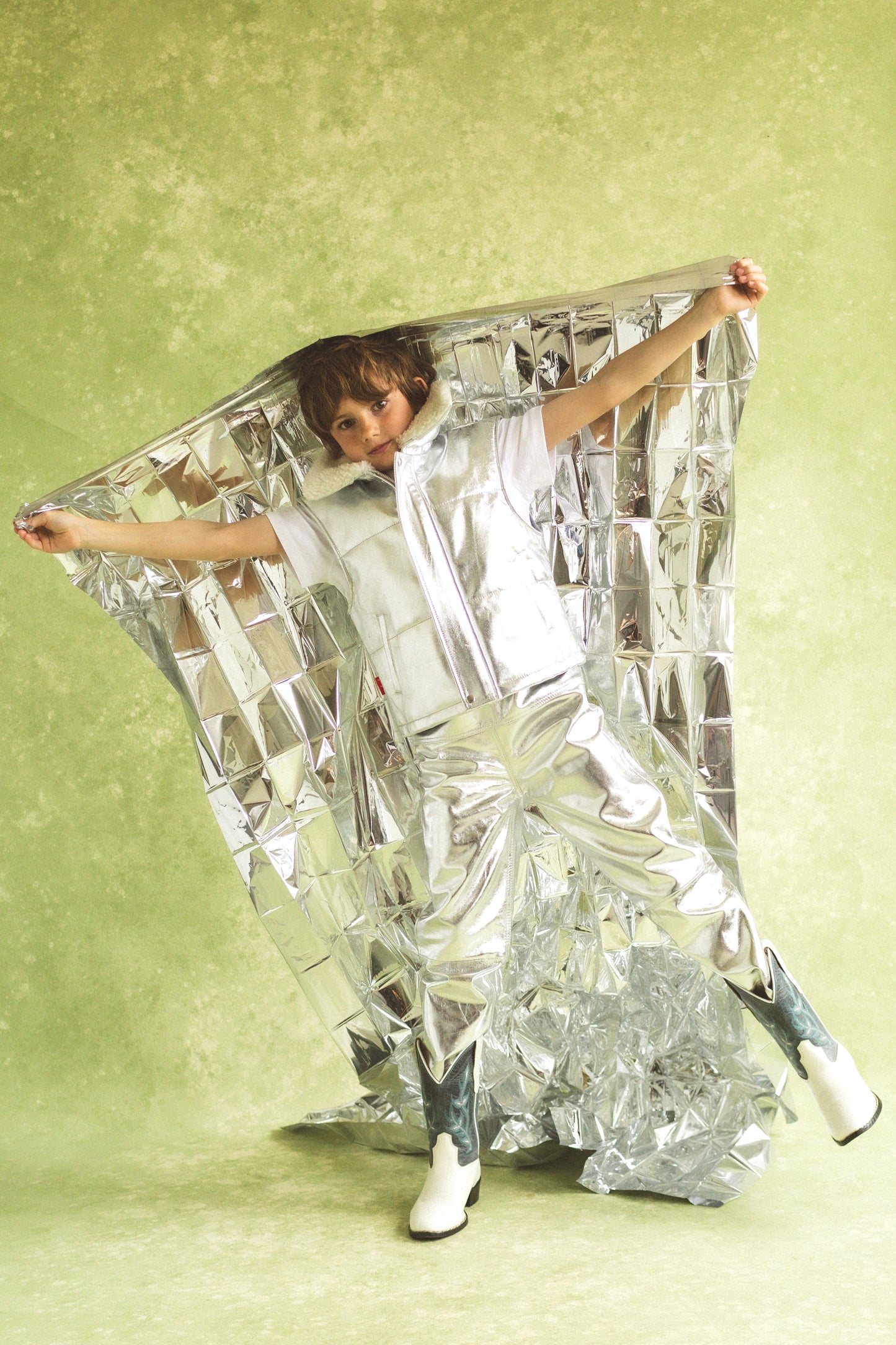 Oversmalls™ Nappa Leather Dungarees Silver