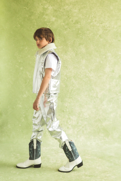 Oversmalls™ Nappa Leather Dungarees Silver